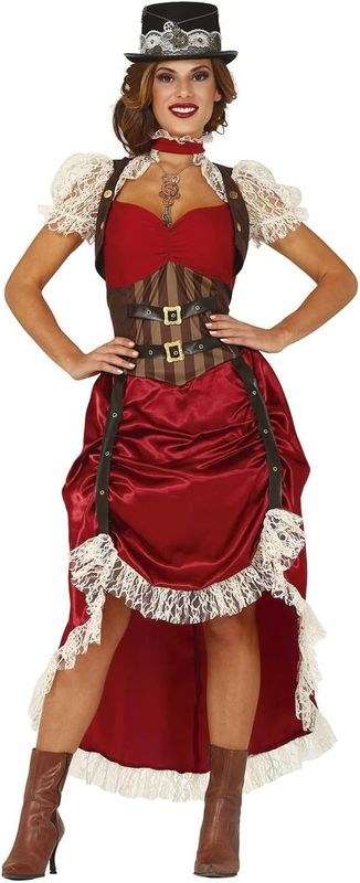 Fiestas GUiRCA strój steampunkowy dla kobiet - sukienka z aksamitu i koronki, rozmiar S 36-38