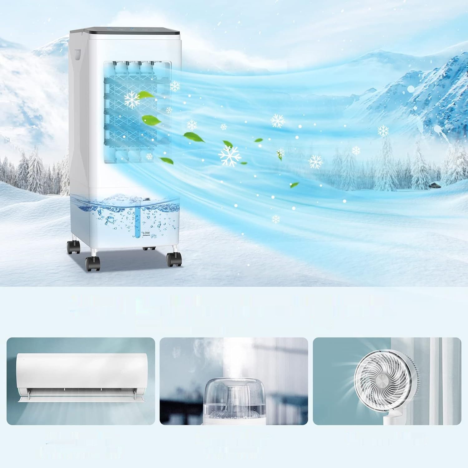 Klimatyzator przenośny, 60 W, oszczędzanie energii, zbiornik 5,5 L, timer 7H.