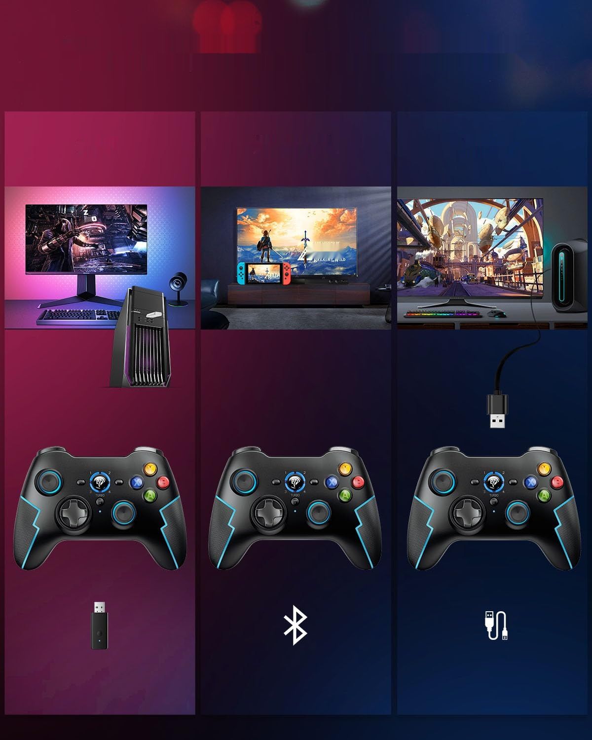 EasySMX 9013PRO Kontroler: PC, PS3, bezprzewodowy, Bluetooth, Android, iOS, Tesla.