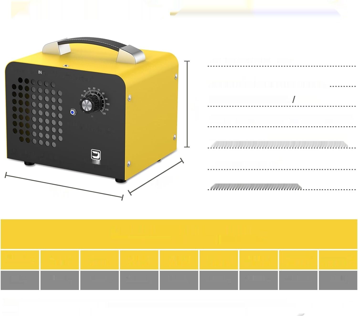 JOBYNA Generator Ozonu, 10 000 mg/h, Przenośny Ozonator z Timerem i Pilotem