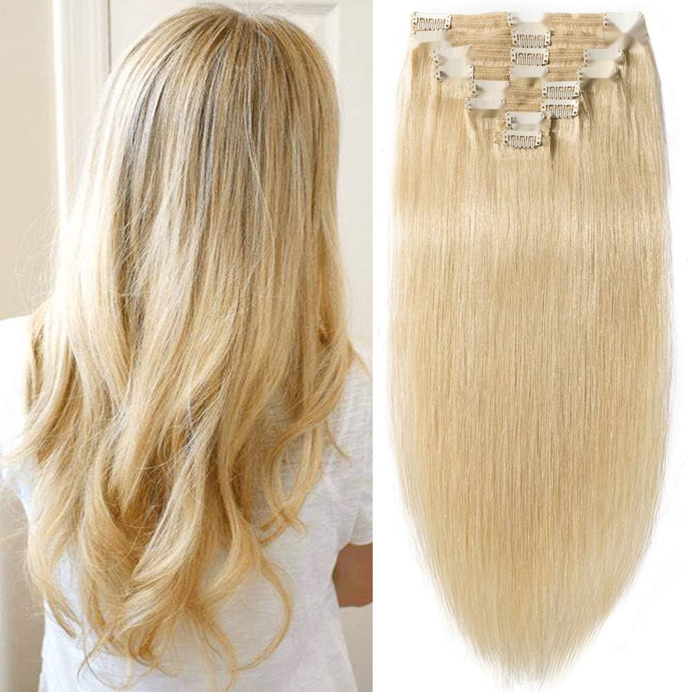 12&quot; Przedłużenia Natural Włosów na Klipsach #613 Blond 100% Remy 8 Pasemek