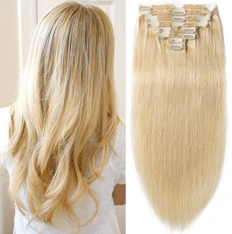 12&quot; Przedłużenia Natural Włosów na Klipsach #613 Blond 100% Remy 8 Pasemek