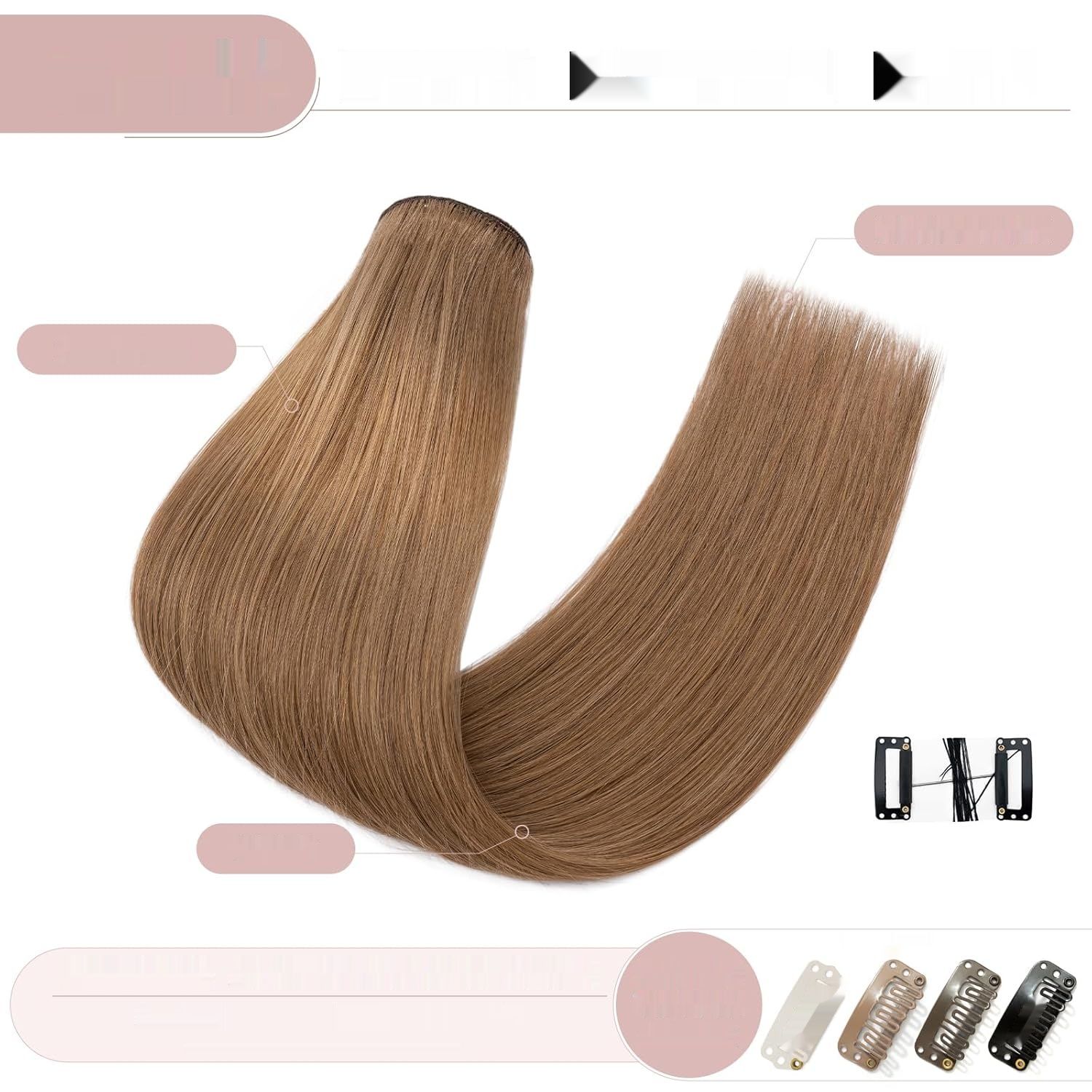 Clip-In Real Hair Extensions, zestaw 8-częściowy, miękkie włosy Remy
