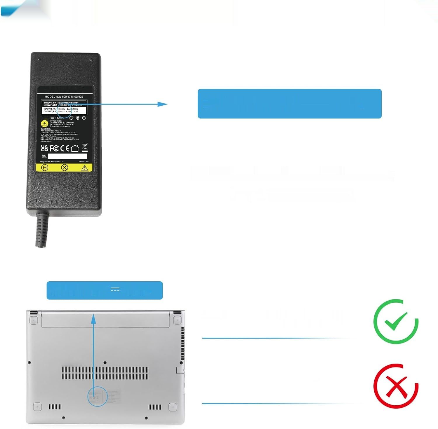 ARyee 90W 19V 4.74A Ładowarka do laptopa dla HP Pavilion, Elitebook, Compaq.