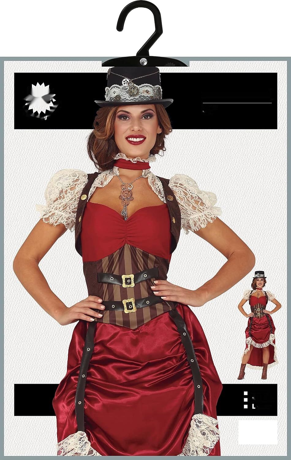 Fiestas GUiRCA strój steampunkowy dla kobiet - sukienka z aksamitu i koronki, rozmiar S 36-38