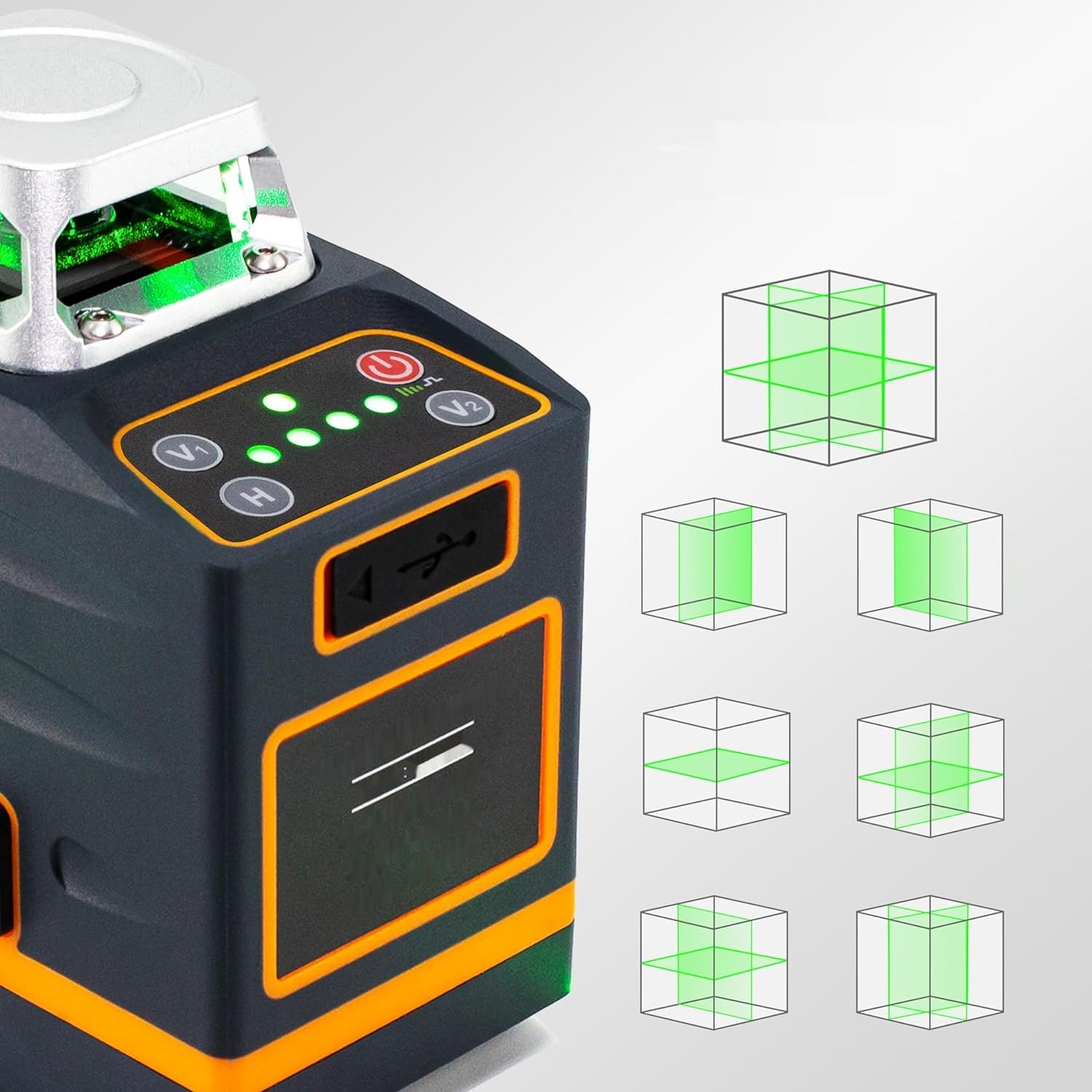CIGMAN 3 x 360° Zielony Samopoziomujący Laser, 30h z akumulatorem litowym.