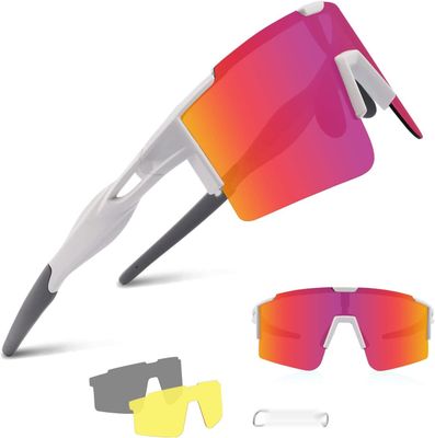 BangLong Okulary Polaryzacyjne UV 400 z 3 Wymiennymi Szkłami dla Roweru, Biegania, Golfu