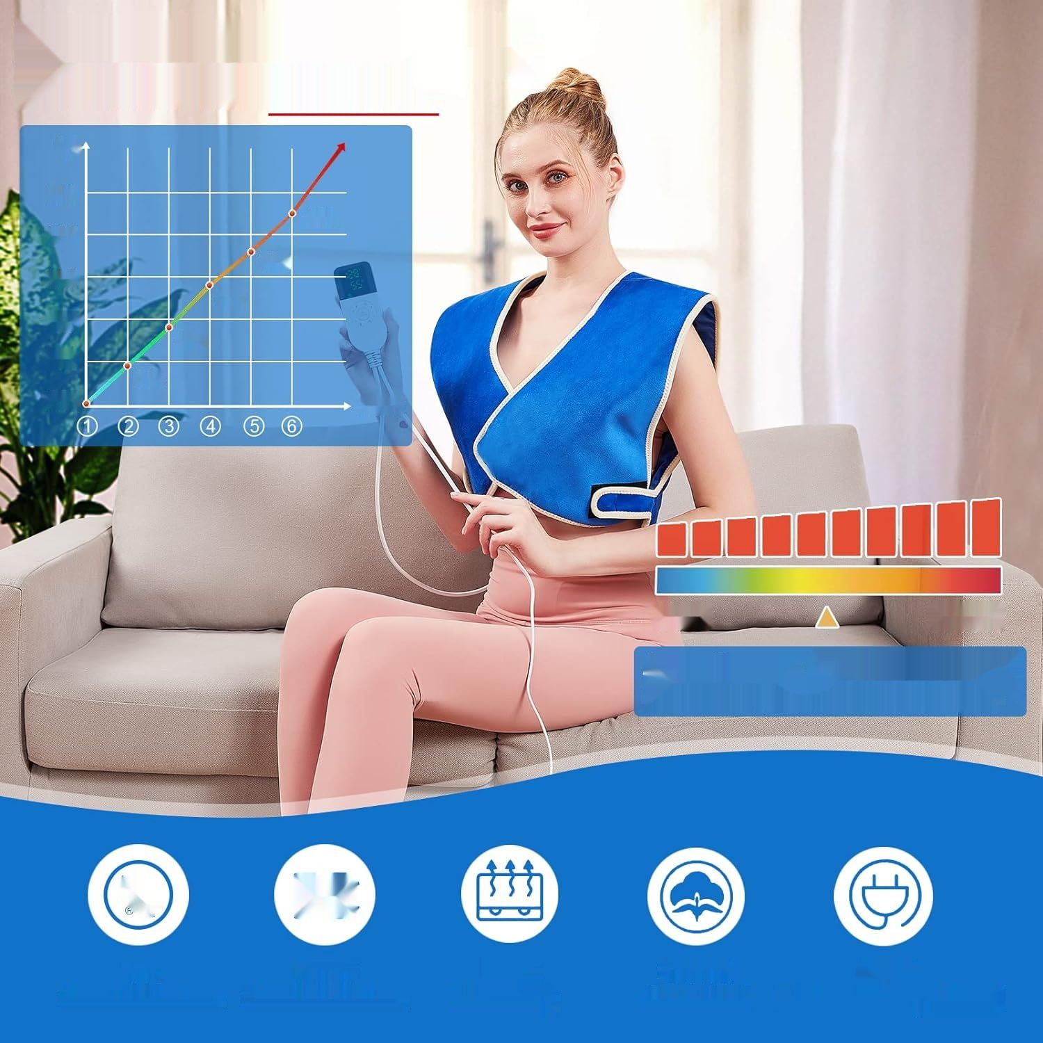 JOBYNA Elektryczna Poduszka Grzewcza na Ramię i Plecy, Automatyczny Wyłącznik