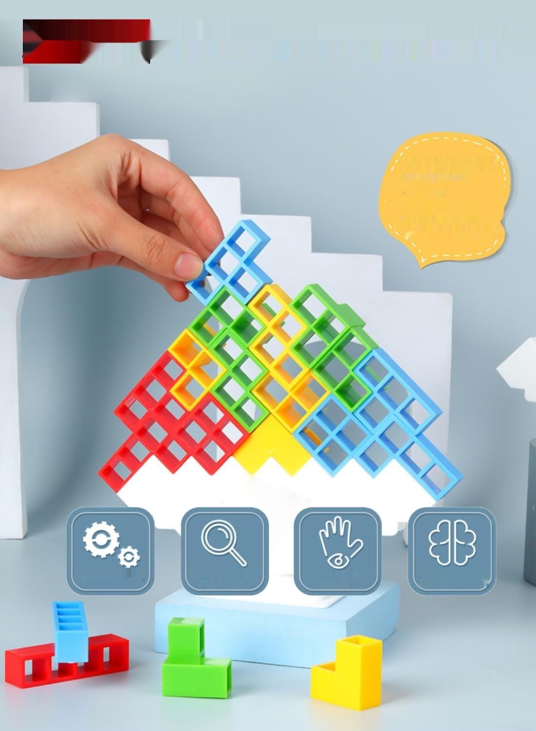 BLOOOK Montessori Zabawka, Tetra Tower Balance, gra budowania wieży.