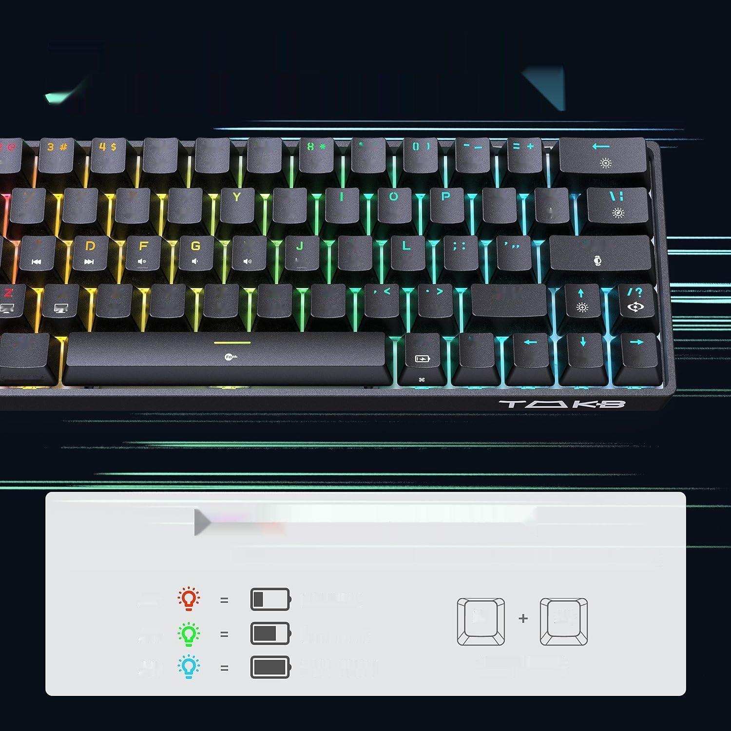 TMKB T63 Klawiatura Gamingowa, Mechaniczna, Blue Switch, Bluetooth, RGB