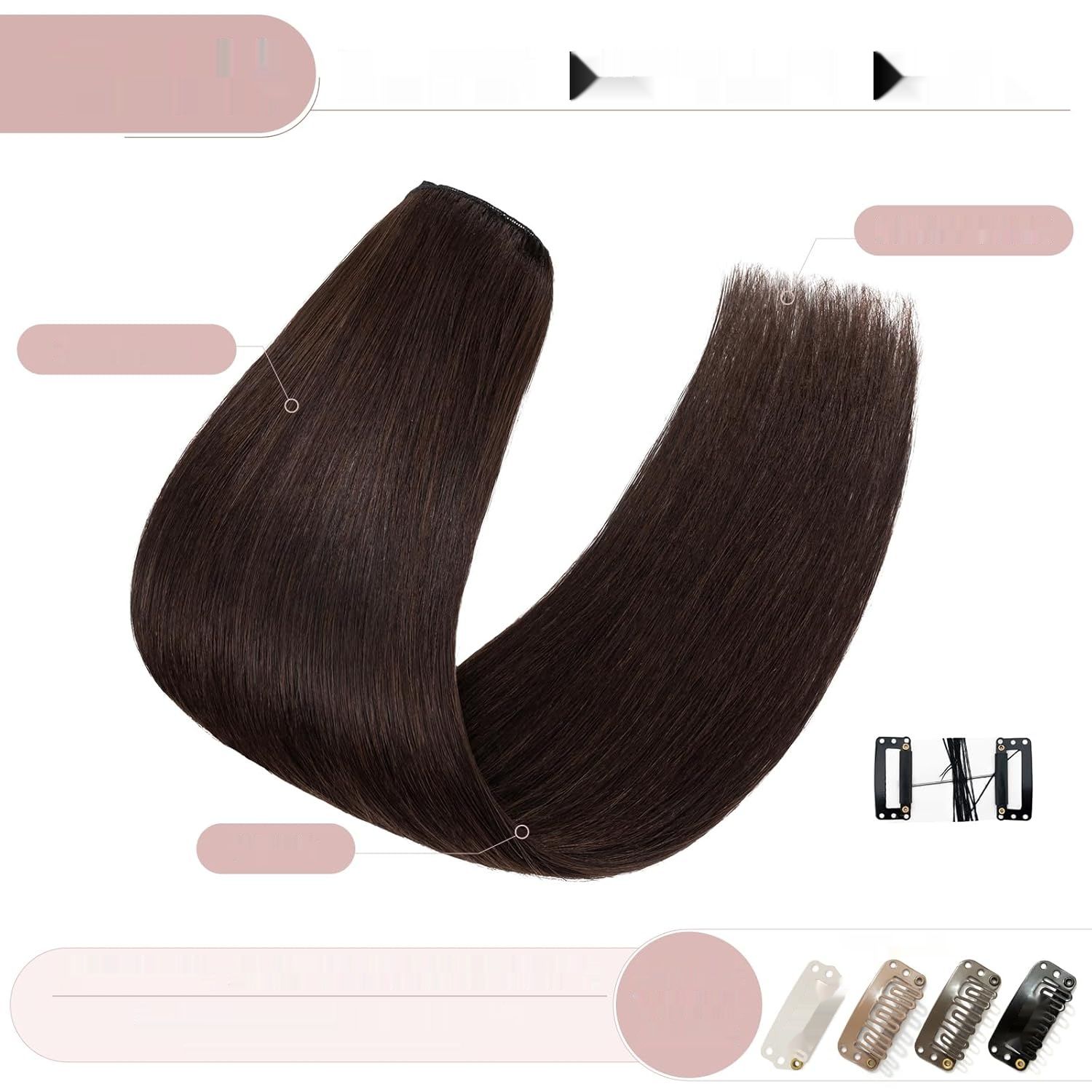Clip-In Real Hair Extensions, 8-częściowy zestaw, miękkie włosy Remy