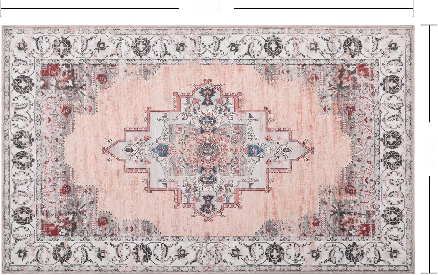 Carvapet Dywan Biegowy 90x150 cm Antypoślizgowy, Zmywalny, Retro Medalionowy.