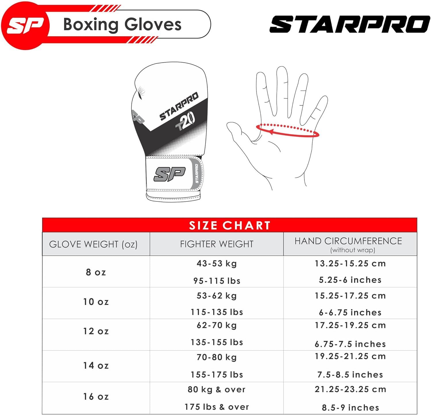 Starpro Rękawice bokserskie do mocnych ciosów i szybkich KOs, 295 ml