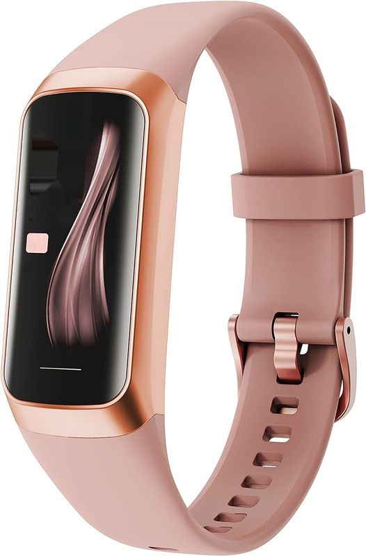 Zegarek fitness dla kobiet, Smartwatch, krokomierz, monitor tętna, różowy.