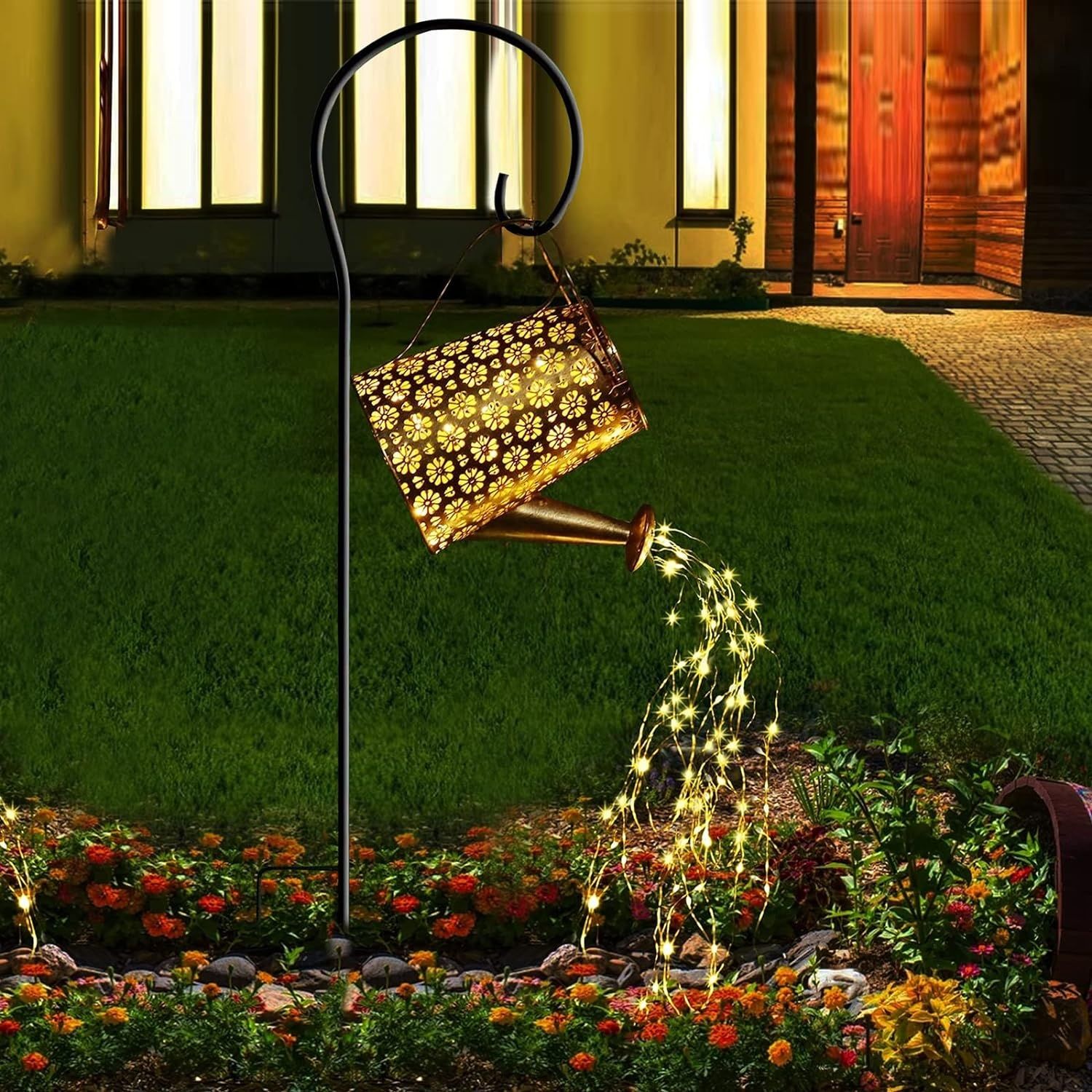 BoloShine Solar Watering Can with Fairy Lights, Waterproof LED Art Light