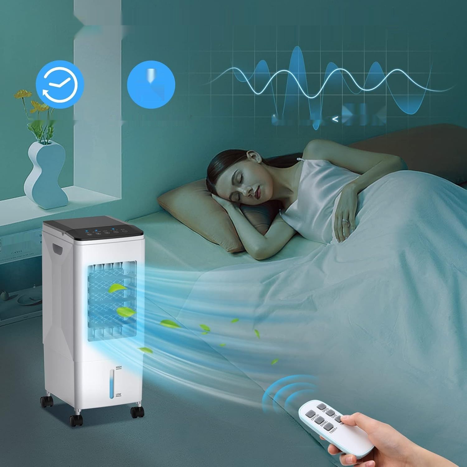 Klimatyzator przenośny, 60 W, oszczędzanie energii, zbiornik 5,5 L, timer 7H.
