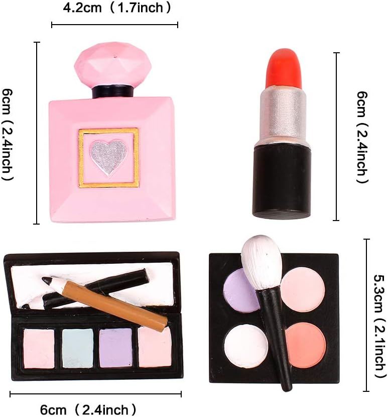 Unimal 4 dekoracje tortu z żywicy: toppery, flakony perfum, palety cieni.
