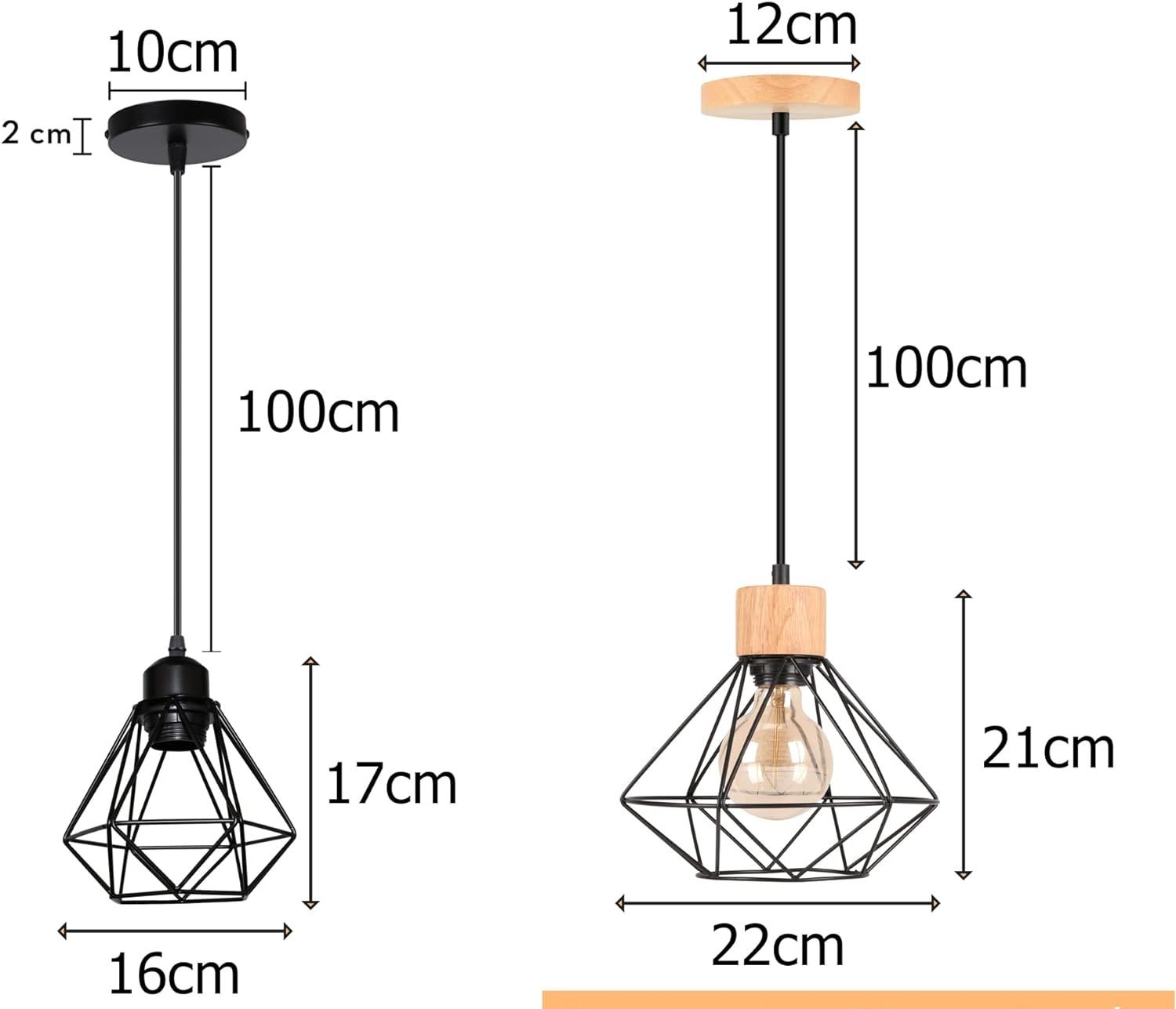Lampa wisząca TOKIUS Vintage Industrial 16 cm z żelaznym kloszem.