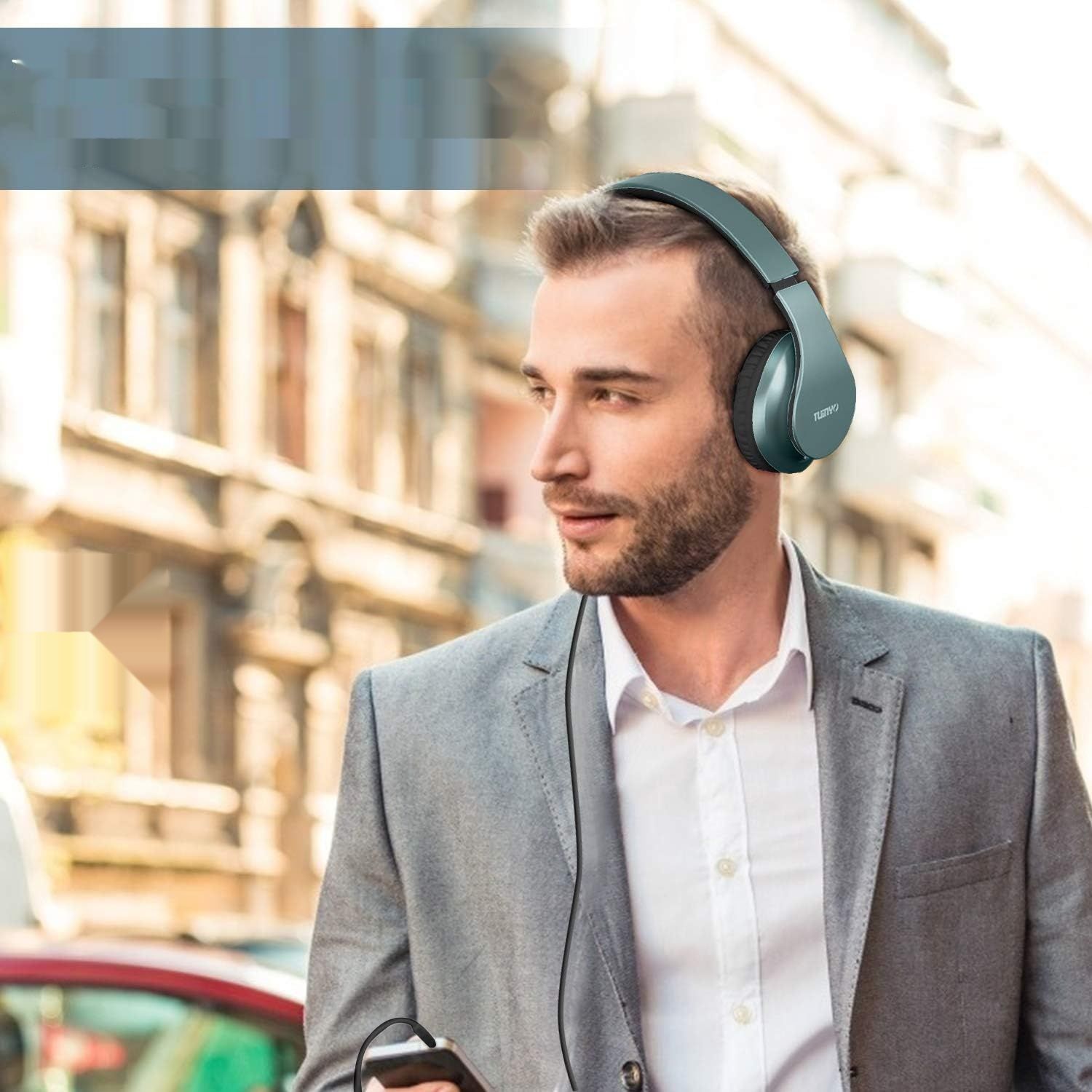 TUINYO Bluetooth Nauszne Słuchawki, HiFi Stereo, składane, do TV/PC/Telefonu.
