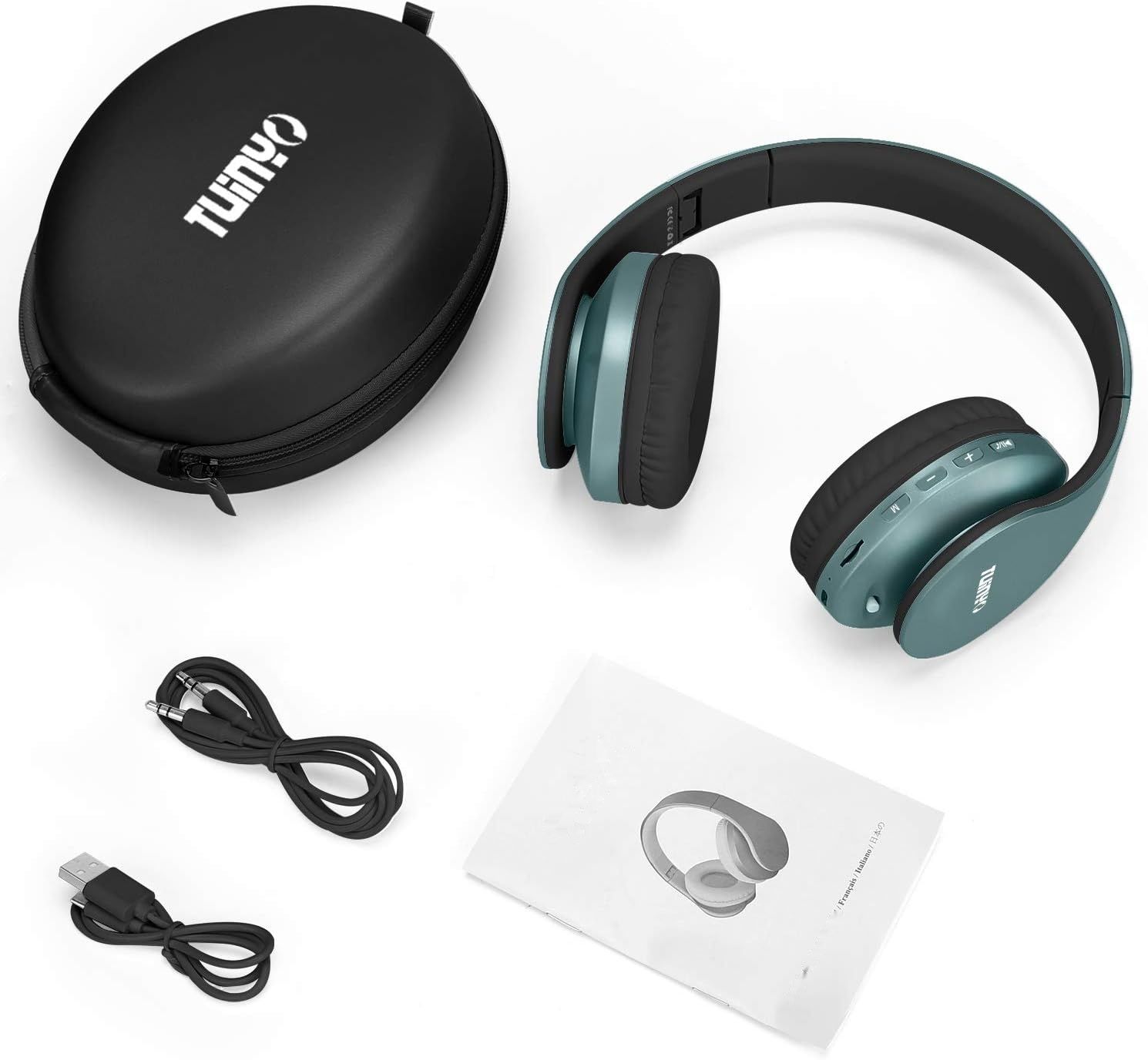 TUINYO Bluetooth Nauszne Słuchawki, HiFi Stereo, składane, do TV/PC/Telefonu.
