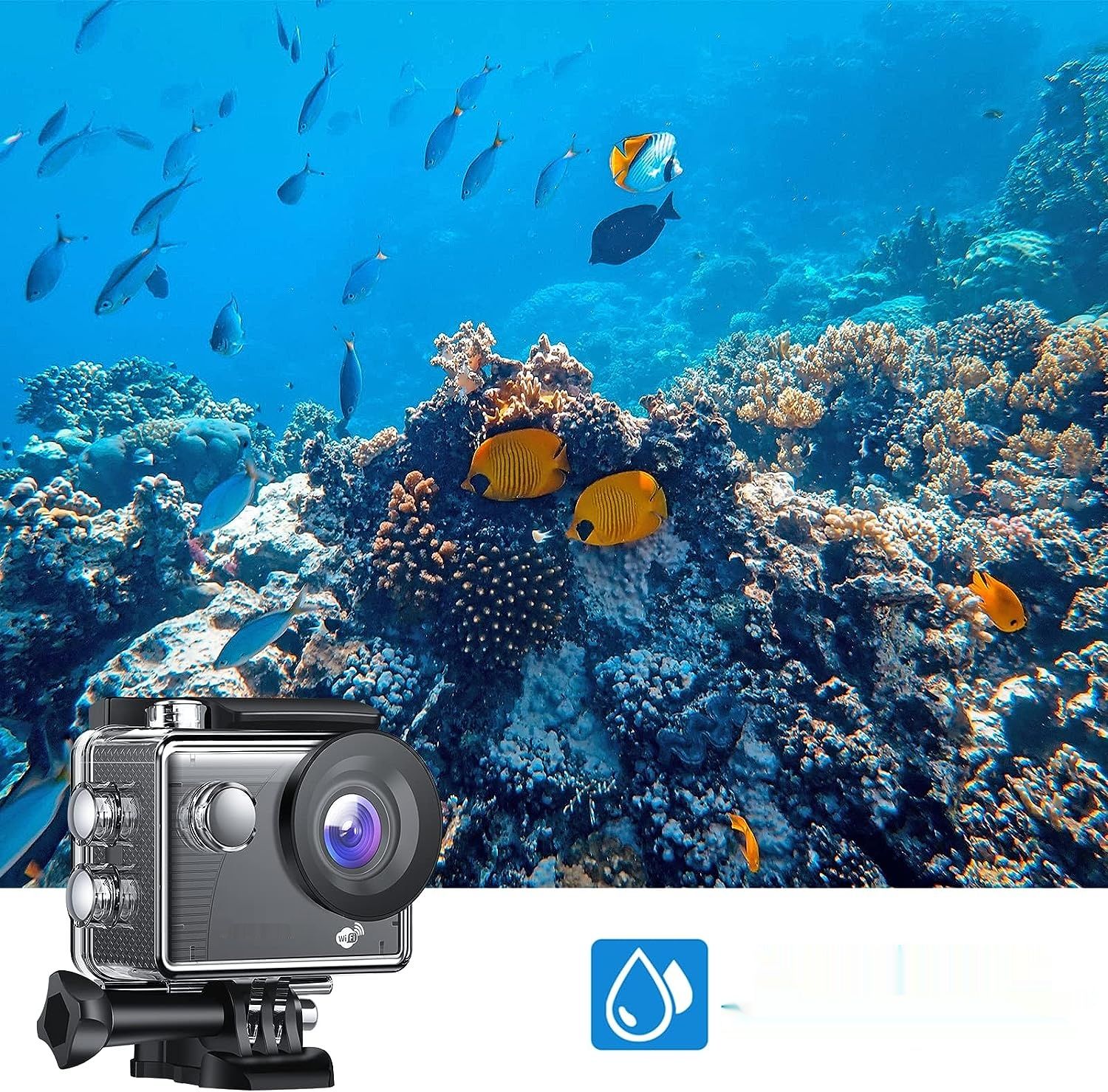 Jadfezy WiFi Kamera Akcji HD 1080P, 12MP, Ekran LCD 2&quot;, wodoodporna do 30 m