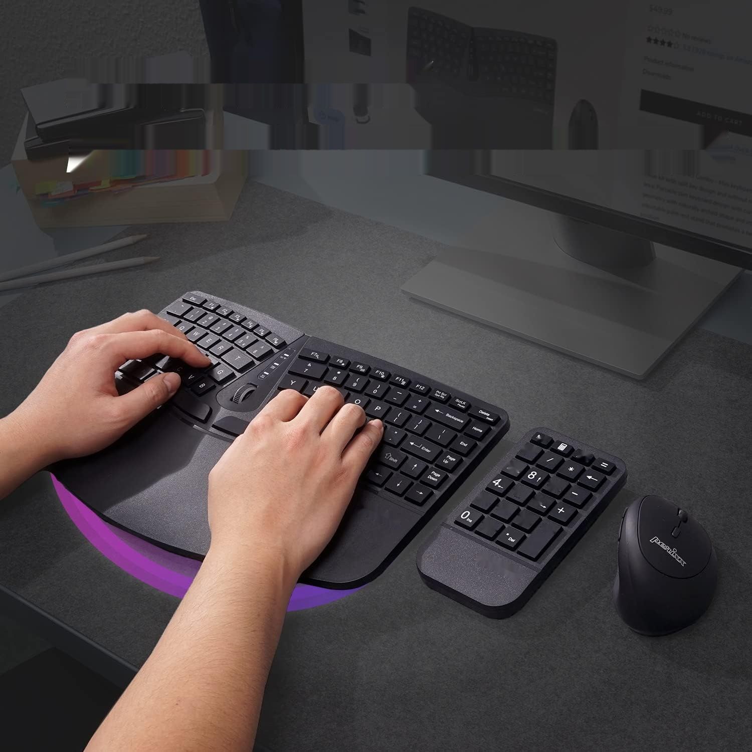 Perixx PERIDUO-606A 3-w-1 Bezprzewodowa Ergonomiczna Klawiatura z Myszą