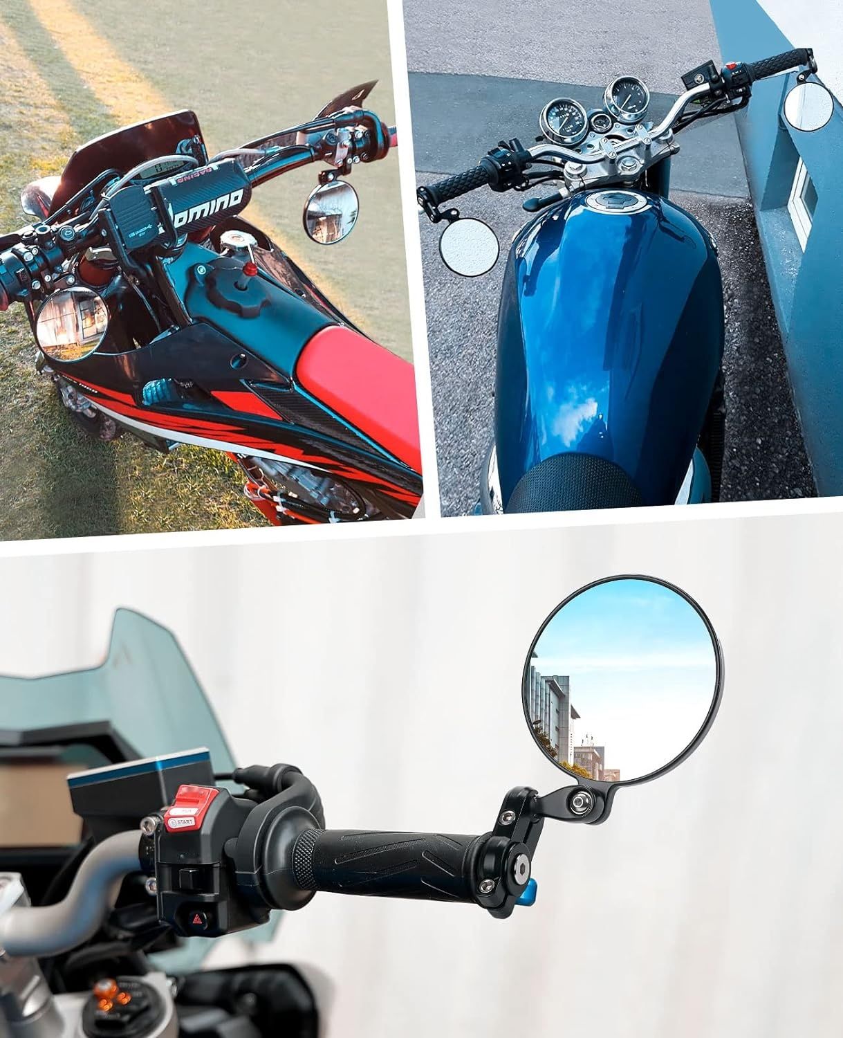Lusterko motocyklowe CNC, obrotowe 360°, E24, montowane na końcu kierownicy, 7/8 cala, kompatybilne ze skuterem, ATV, MT07, MT09, Z750, Cb125R, Z900
