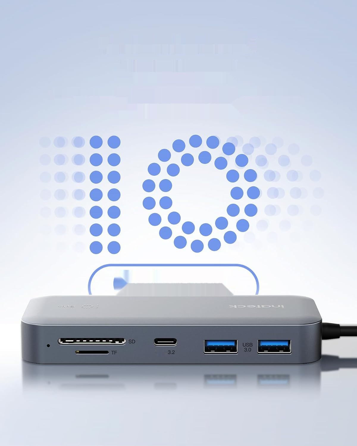 Inateck 10 w 1 koncentrator USB C, HDMI 4K 60Hz, 100W PD, 10Gbps USB 3.2/3.0