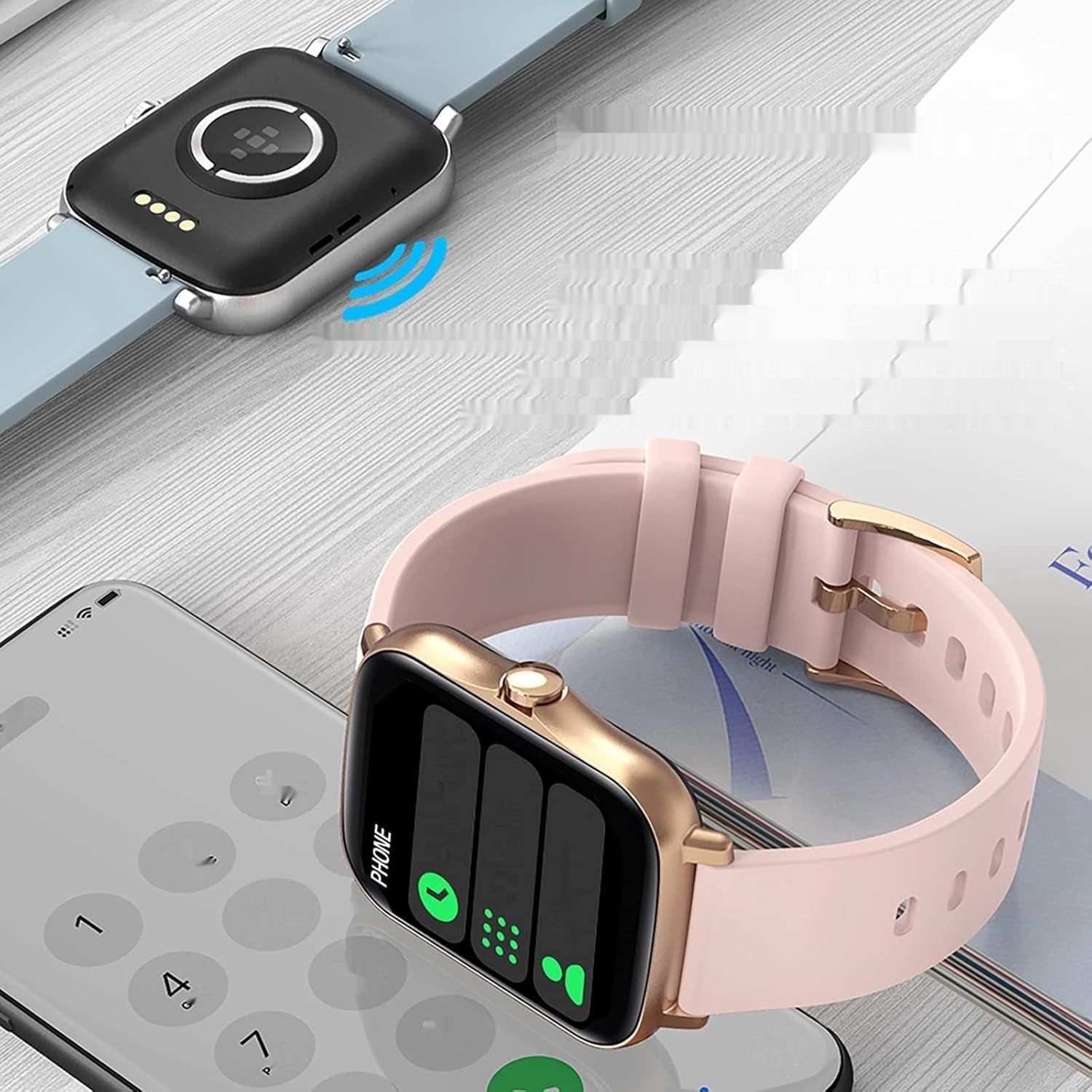 Smartwatch mit Lautsprecher, 1.7&quot; Touchscreen, Bluetooth, Musik, WhatsApp, Fitness-Tracker, Pulsuhr, Sportuhr.