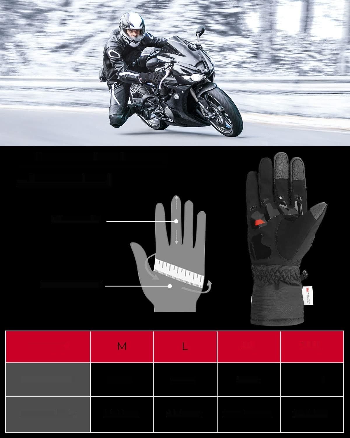 ISSYZONE Wodoodporne Rękawice Motocrossowe z Ekranem Dotykowym - M