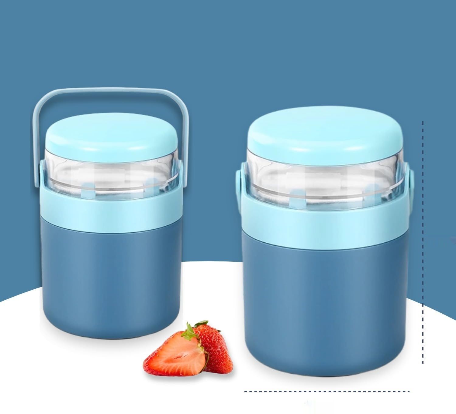 RUHMEX Kubek na płatki śniadaniowe na wynos, 570 ml + 160 ml kubek na jogurt.