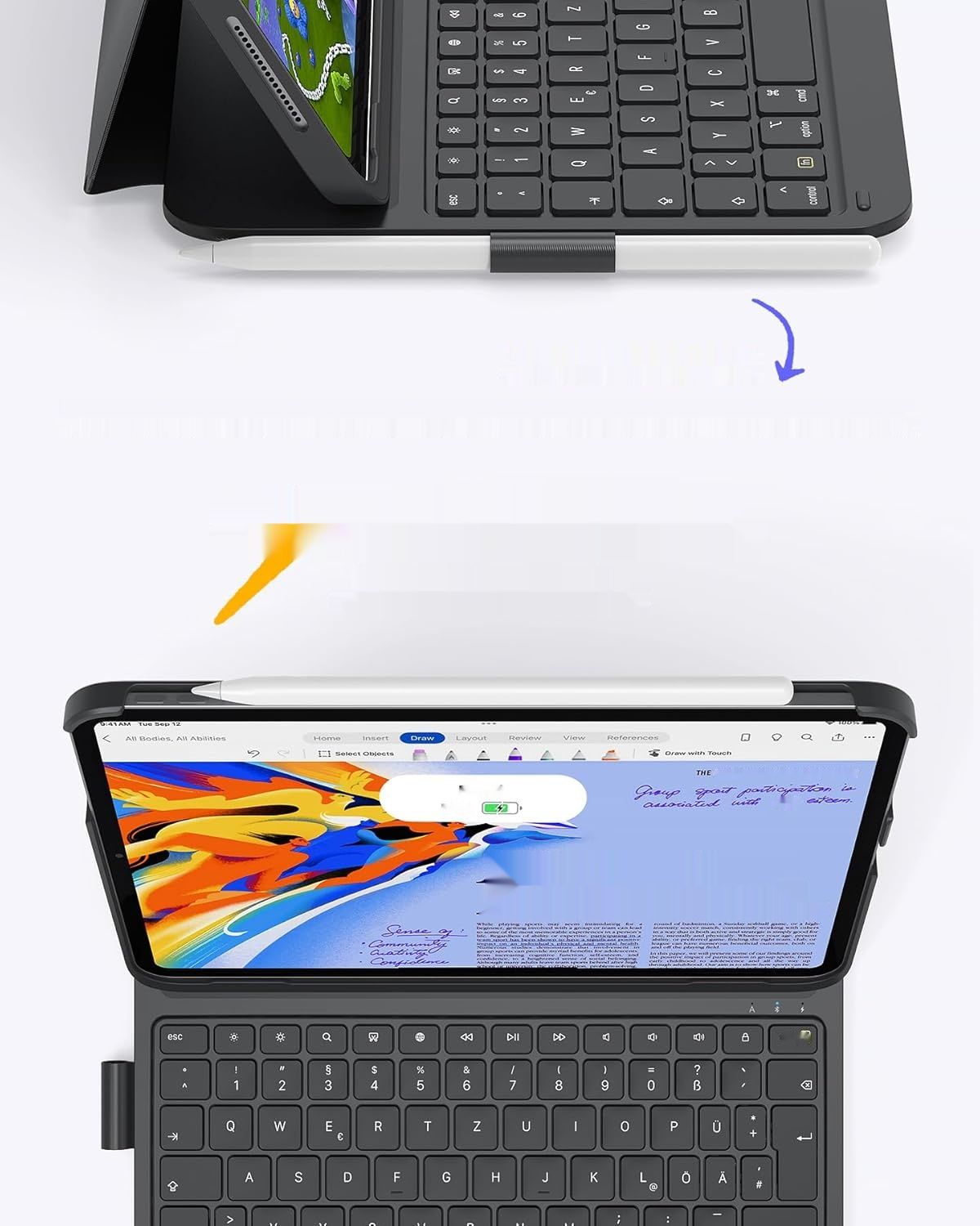 Inateck Ultra-Light Klawiatura z Etui do iPada, Stojak, Uchwyt na Długopis