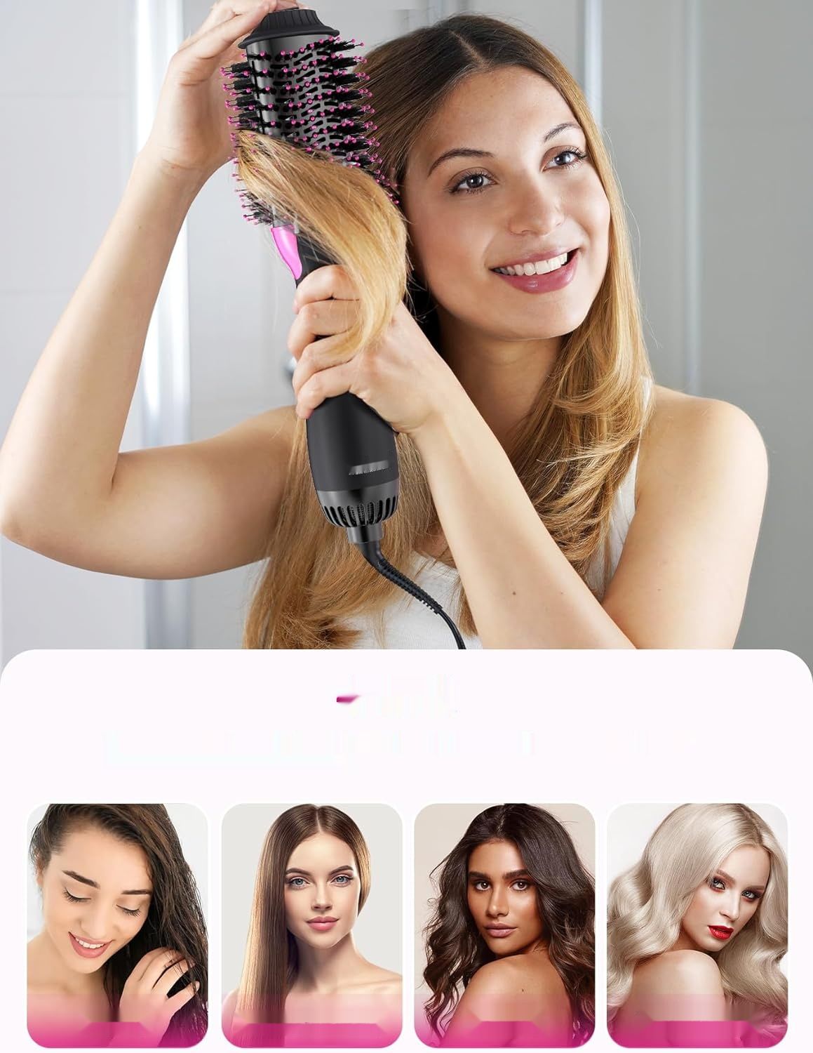 Hot Air Brush Round Brush Hair Dryer Styling Brush: Jonowa szczotka z gorącym powietrzem do nadania objętości.