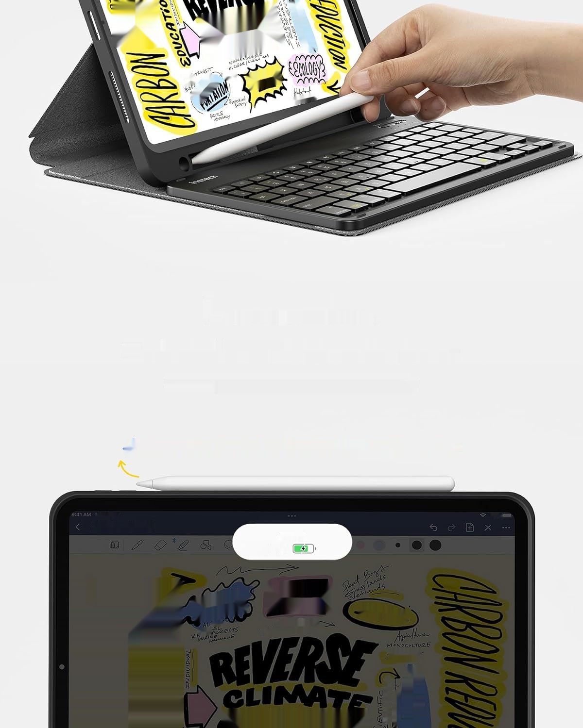 Etui z klawiaturą Inateck, kompatybilne z iPad Air 6, 11&quot;, uchwyt na rysik