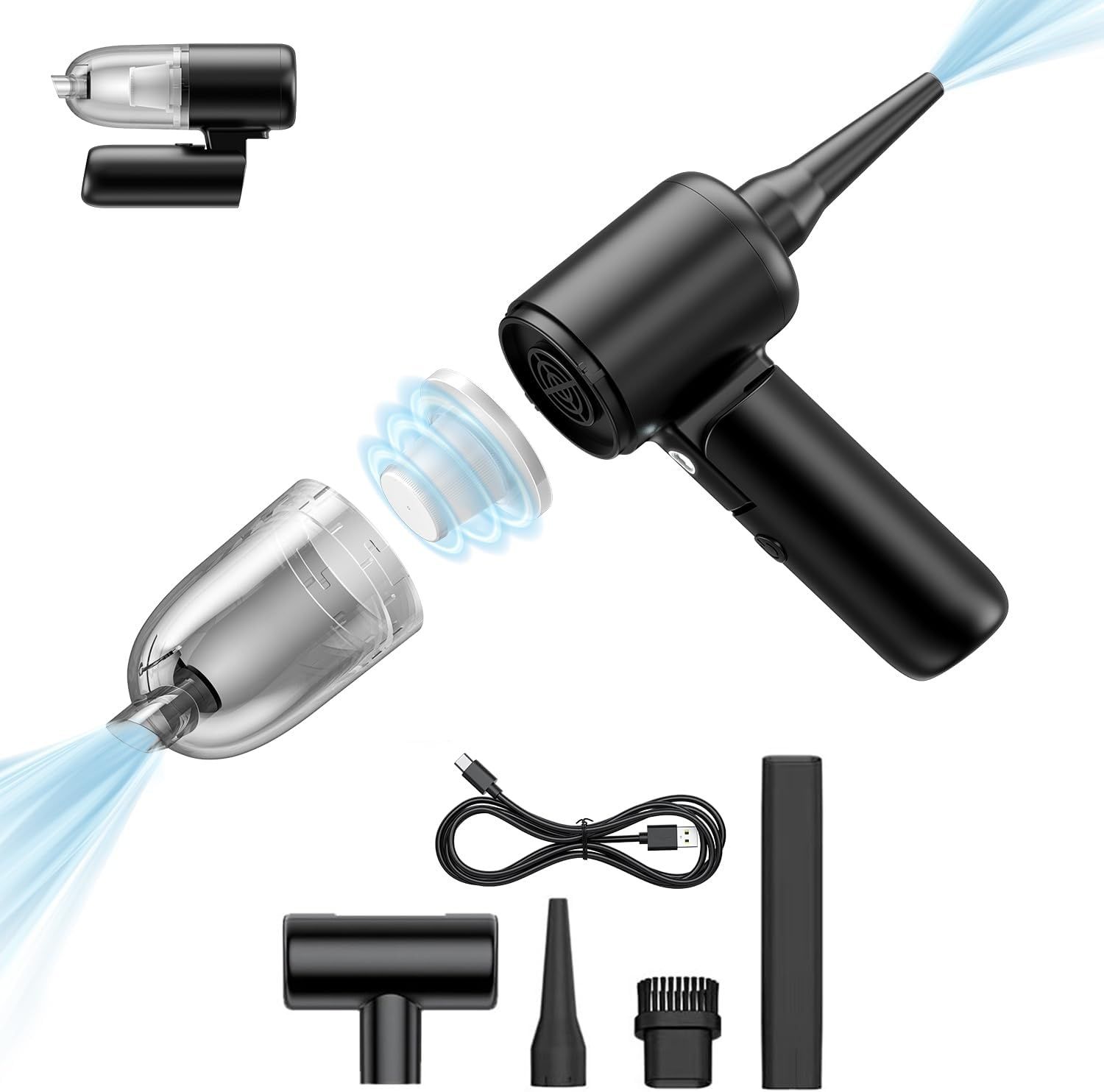 Catmart Bezprzewodowy Odkurzacz, 9000 Pa, 180° Składany, 3000 mAh, LED, Turbo.