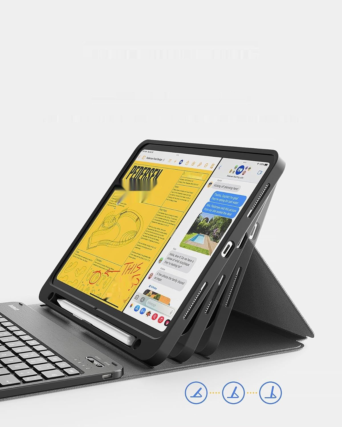 Etui z klawiaturą Inateck, kompatybilne z iPad Air 6, 11&quot;, uchwyt na rysik