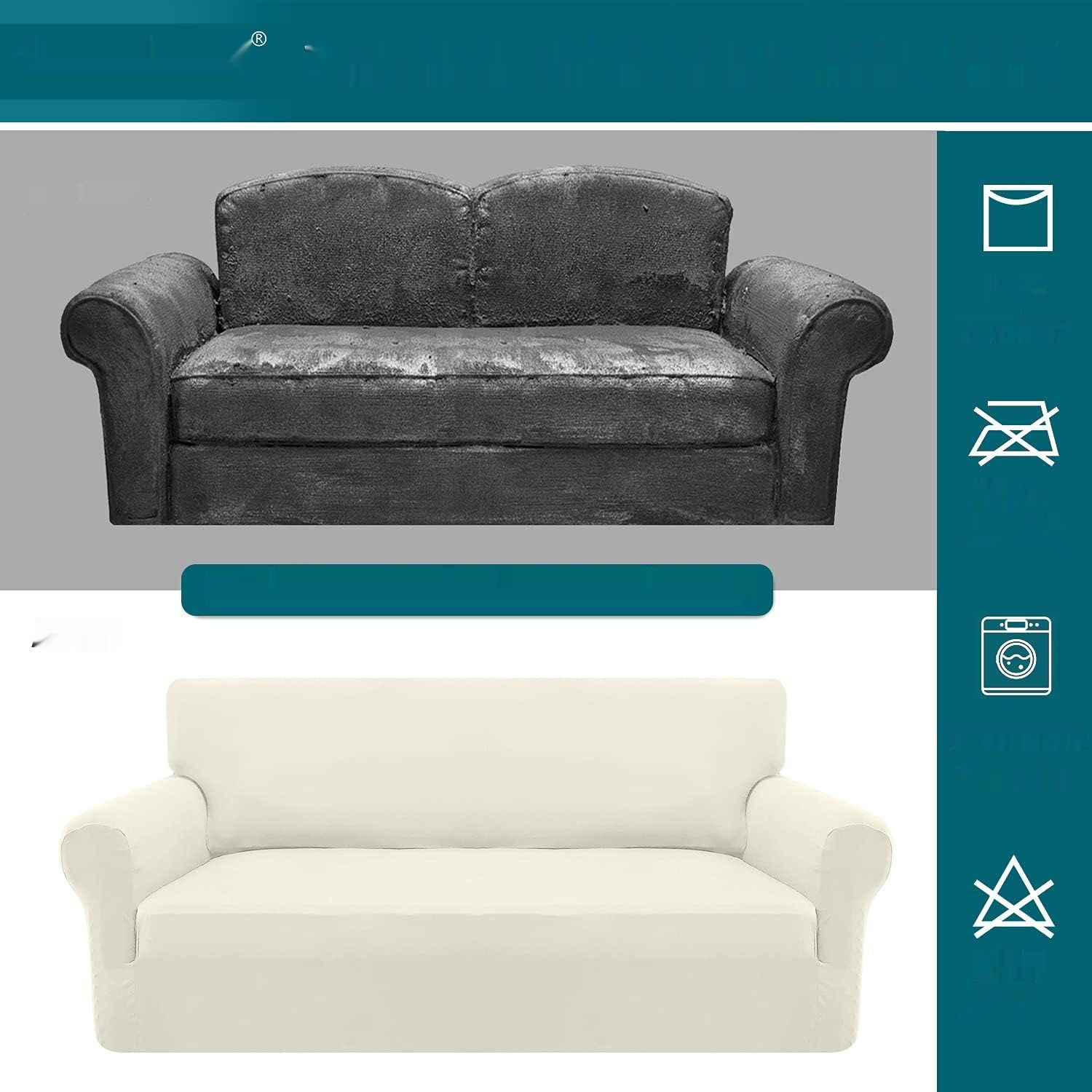 Granbest Stretch Sofa Cover, super miękka mikrofibra, 1 osobowy, kremowy