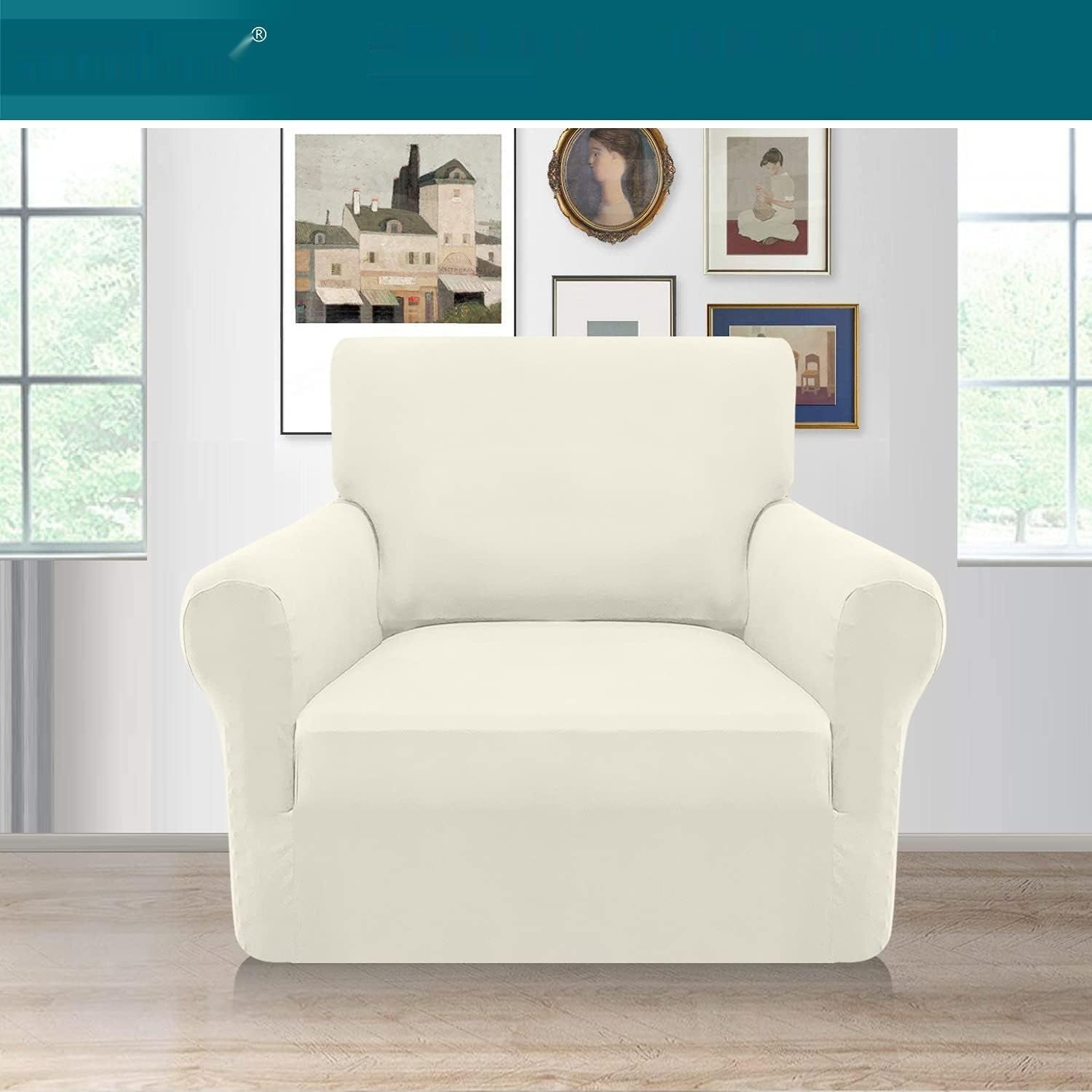 Granbest Stretch Sofa Cover, super miękka mikrofibra, 1 osobowy, kremowy