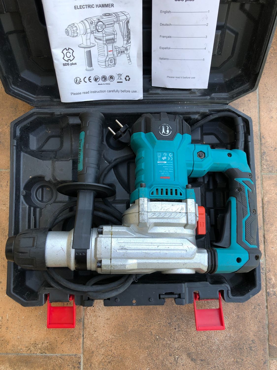 ENEACRO Młotowiertarka SDS-Plus, 1500 W, 6 dżuli, 6 prędkości, 4 funkcje, uchwyt antywibracyjny