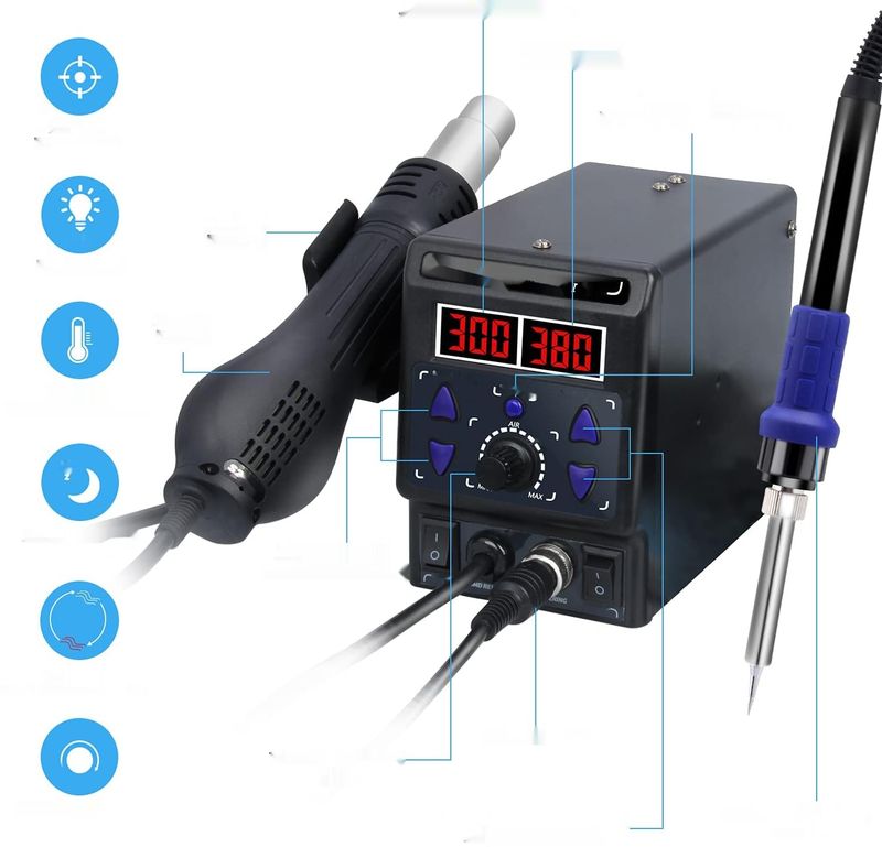 Preciva 8786D Stacja Lutownicza na Gorące Powietrze, LED, Regulowana Temperatura