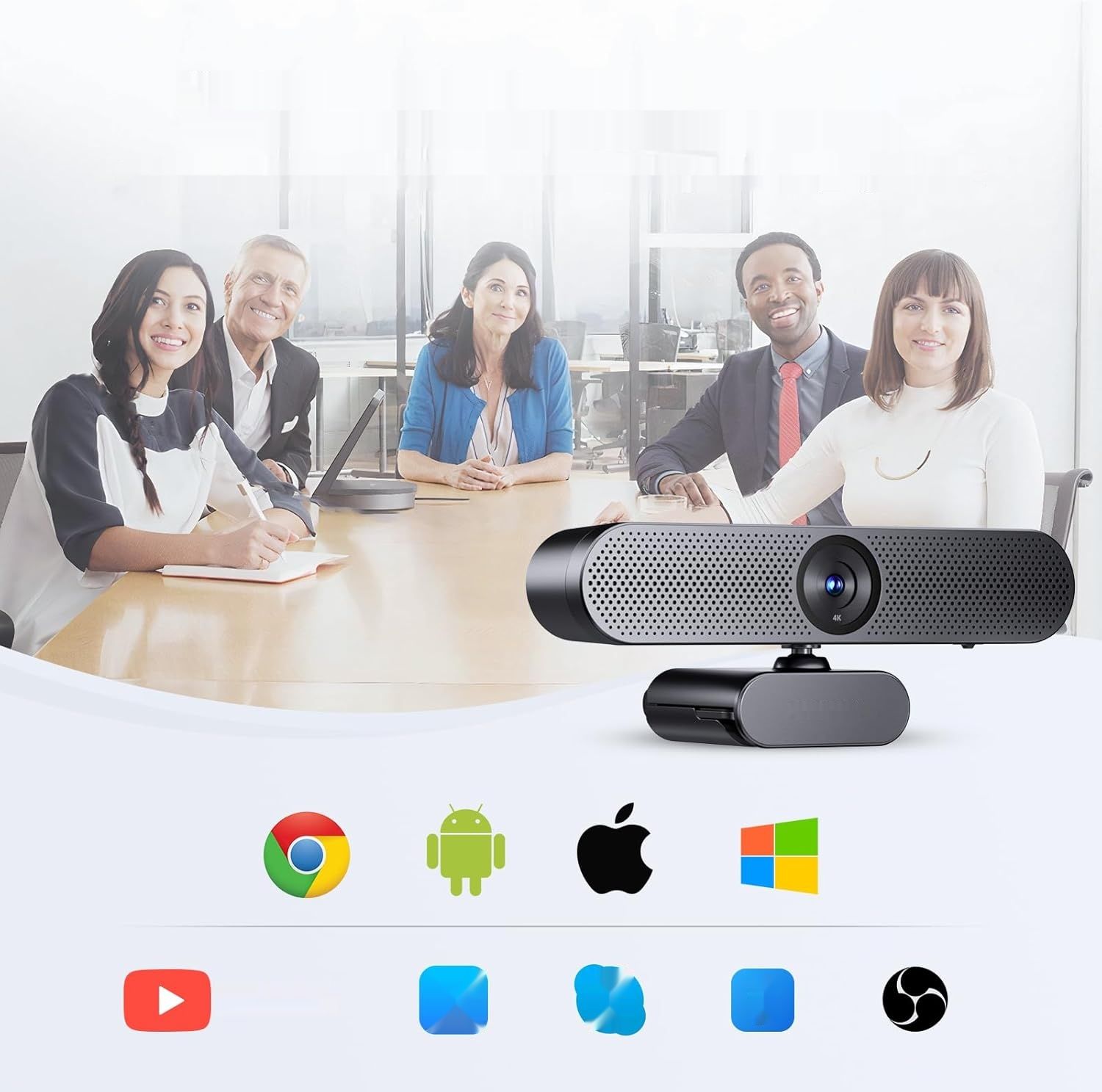 DEPSTECH DW50 Pro Kamera Internetowa 4K Ultra HD z Mikrofonem, 3x Zoom, Czujnik Sony