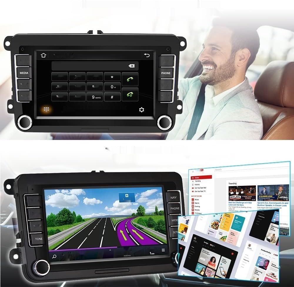 Hikity DAB/DAB+ Android 13 Radio z nawigacją GPS dla VW Golf 5 Golf 6 Polo Skoda Passat, 7-calowe bezprzewodowe Apple Carplay Android Radio z Bluetooth FM RDS SWC USB Kamera cofania
