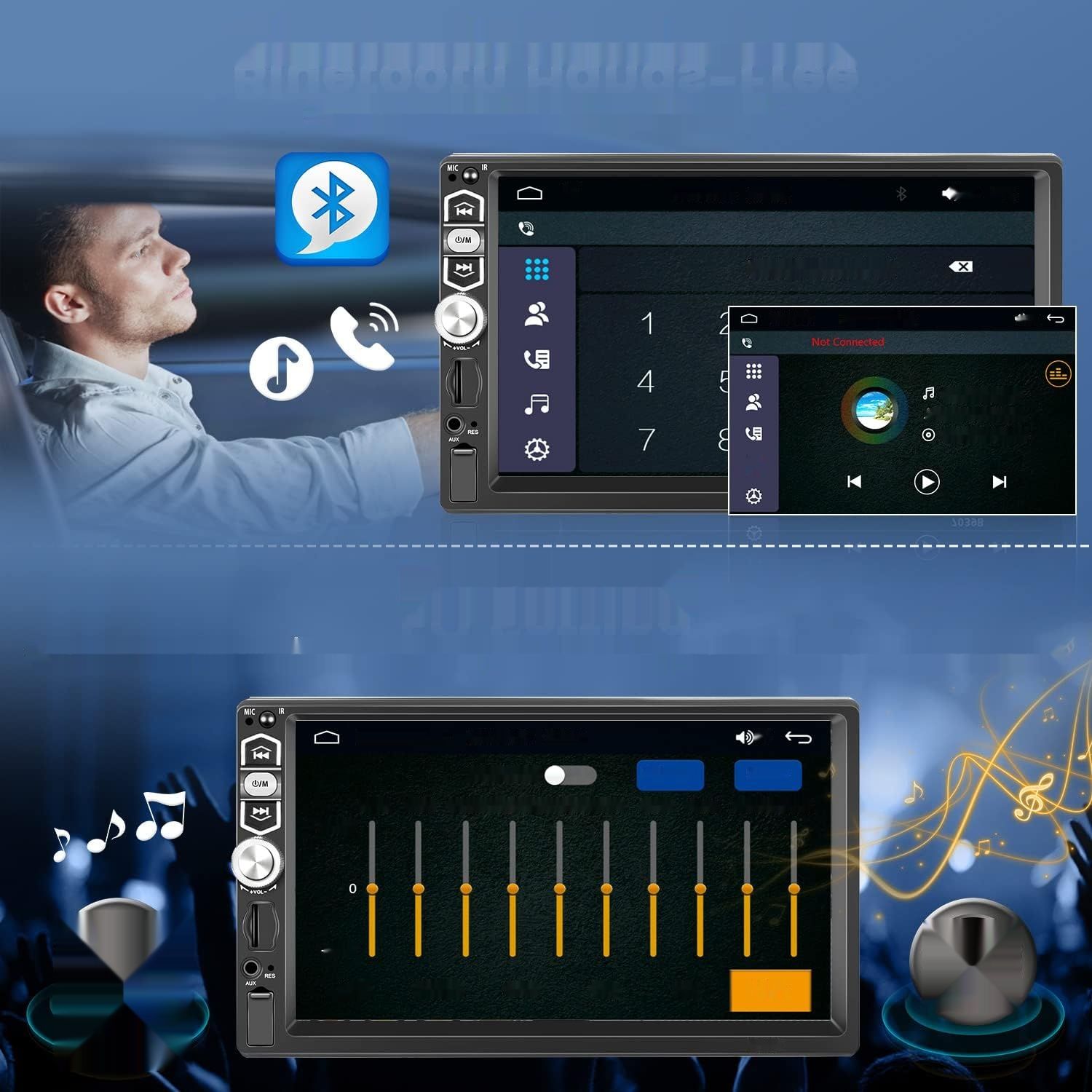 Radio samochodowe 1Din CarPlay Android z 7-calowym ekranem dotykowym.