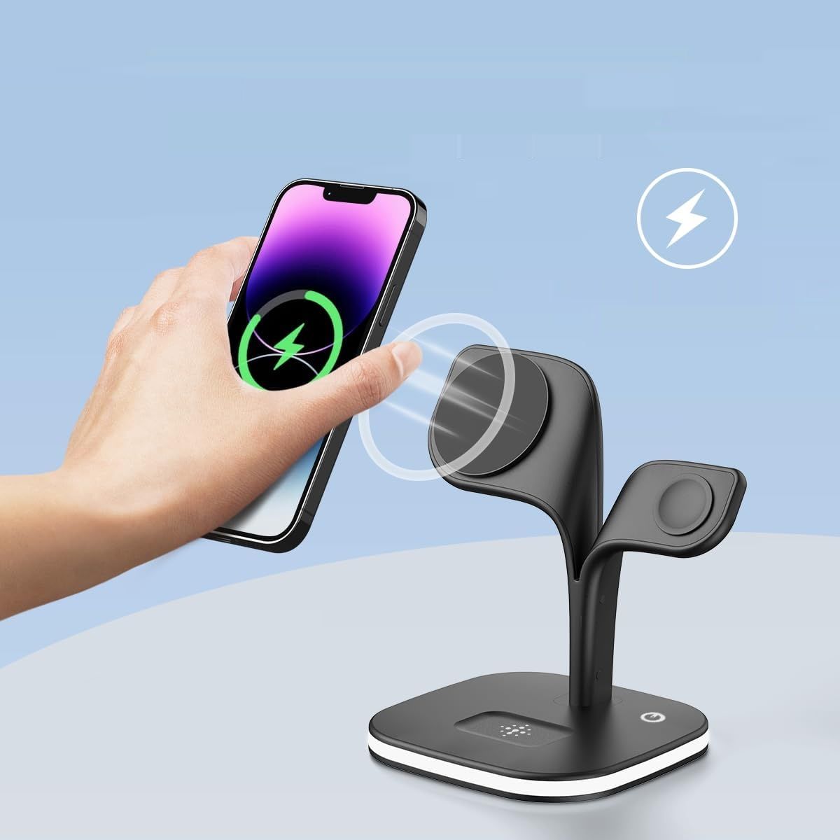 EXW 5-w-1 stacja ładująca do iPhone&#39;a serii 12/13/14/15, Apple Watch 8/7/6/5/4/SE