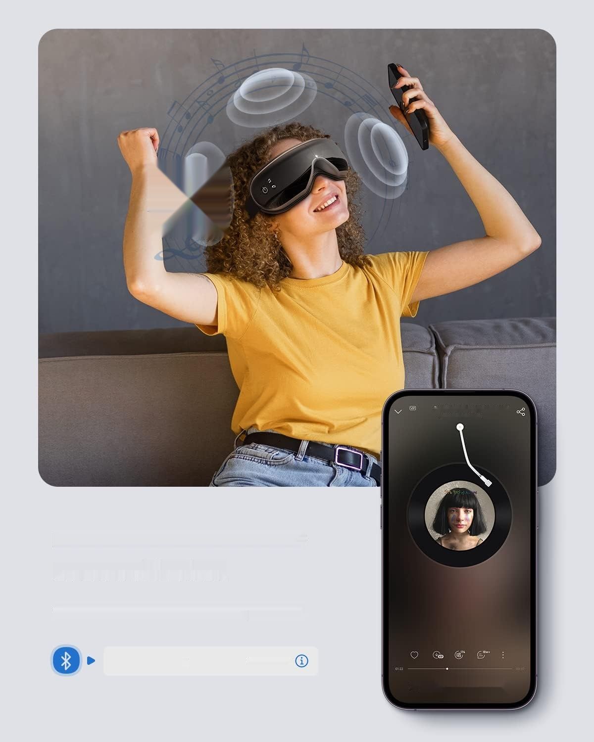 RENPHO Eyeris 1 - Masażer oczu z podgrzewaniem, wibracjami, Bluetooth i pilotem.