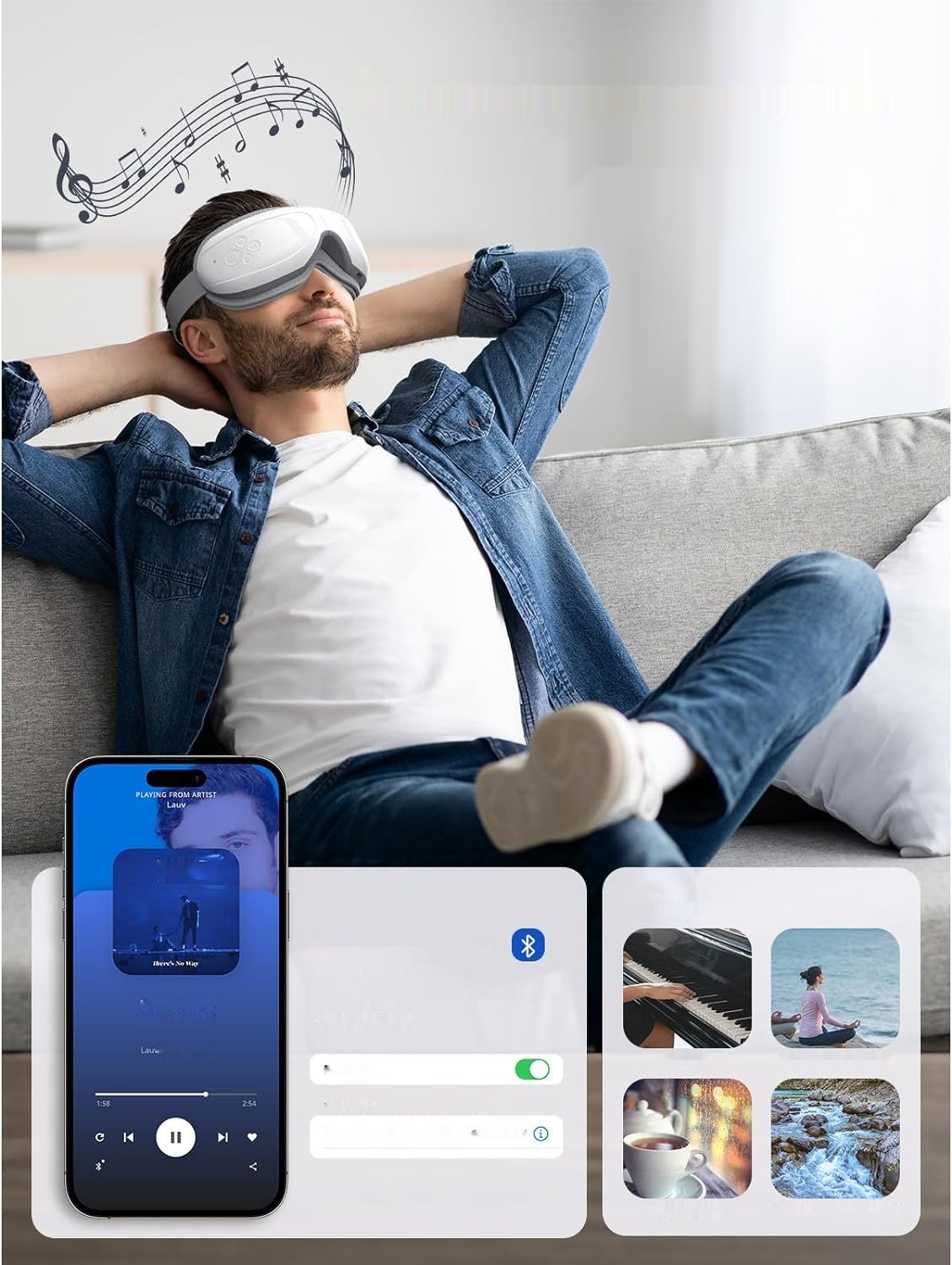 Bob i Brad EyeOasis 2 Masażer do Oczu z Ciepłem, Muzyką i Masażem Kompresyjnym
