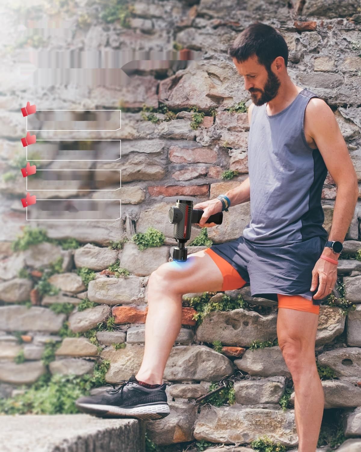 FITINDEX Pistolet do Masażu z Ciepłem i Zimnem, 5 głowic, LED, szybkie ładowanie.