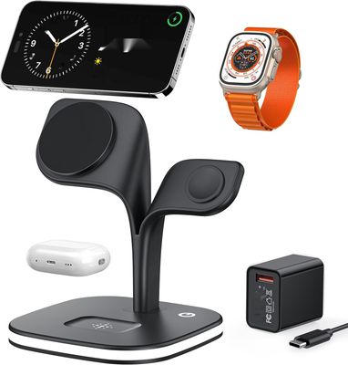 EXW 5-w-1 stacja ładująca do iPhone&#39;a serii 12/13/14/15, Apple Watch 8/7/6/5/4/SE