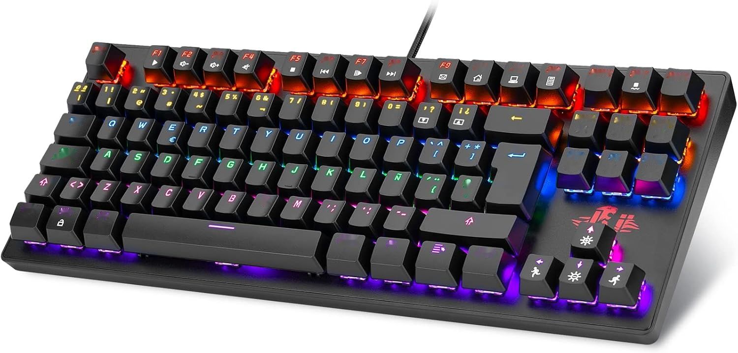 Rii RK908 Hiszpańska klawiatura mechaniczna QWERTY do gier - Czarna