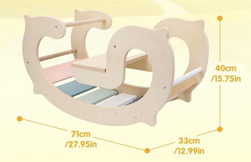 Labebe Montessori Wspinający się Łuk i Trójkąt Macaroon, Drewniany Bujak od 1 roku.